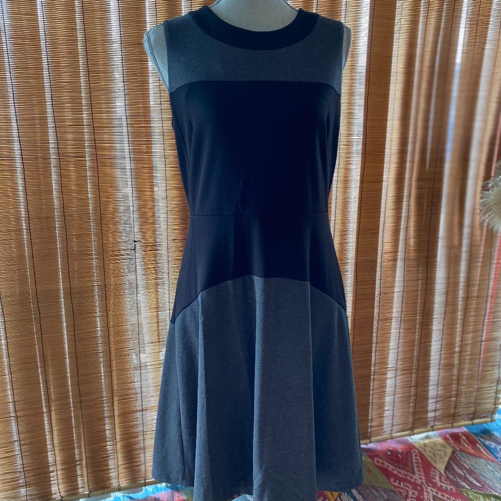 Calvin Klein Little Black Color Blocked Dress Exposed Back Zipper Size 10